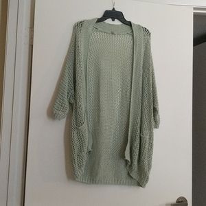 Seafoam Green Knitted Elbow Sleeve Cardigan